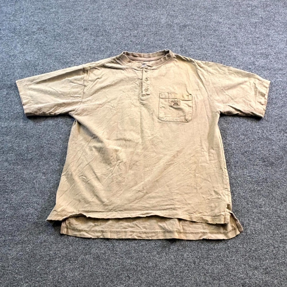Walls Workwear T-Shirt Men's M Beige Cotton Summer Casual Front Pocket Henley